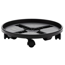 Bloem 16" Black Round Planter Pot Caddy with Wheels, 150lb Capacity
