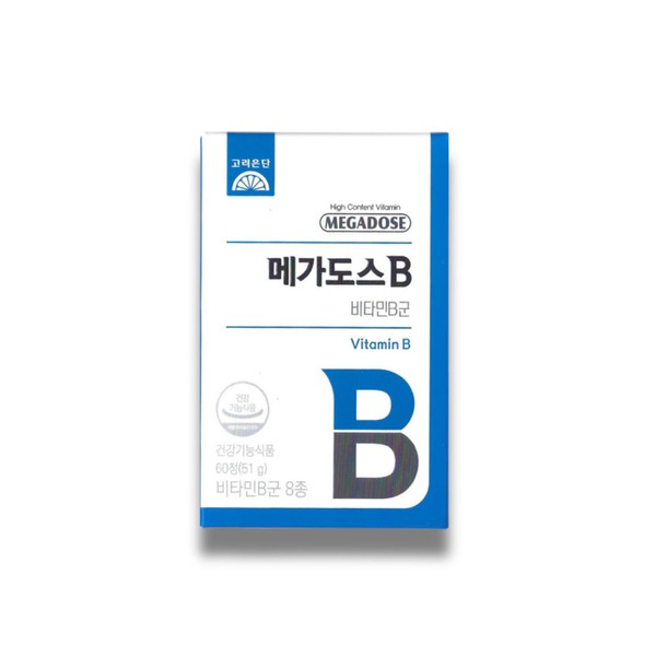 Korea Eundan Megadose B Vitamin B Complex 850mg 60 tablets 1 box x 2 months / 고려은단 메가도스B 비타민B군 850mg 60정 1박스x2개월