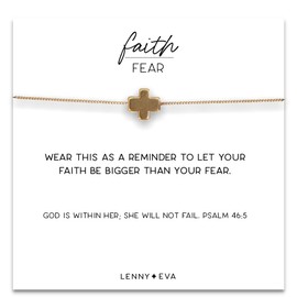 Lenny & Eva Faith Over Fear Cross Necklace Gold Plated, 20 inches (Gold)