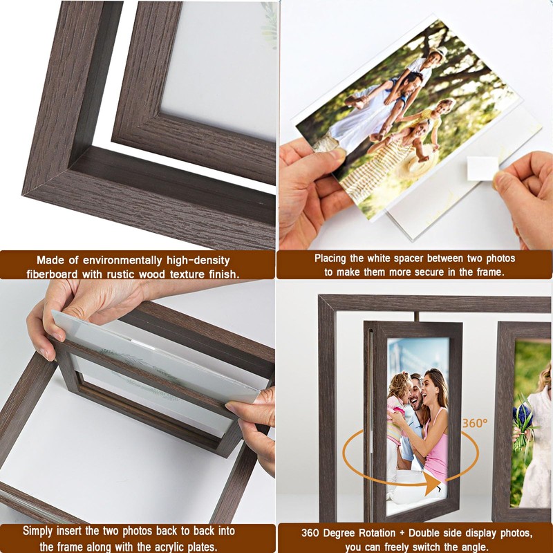 ZEEYUAN 5x7 Picture Frame Desktop Picture Frame Double Side 5x7
