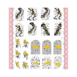 Gold Black Stars Stripes Line Wave Splash Spots Nail Decal Sticker 628 Nail Wraps Art Stickers Manicure Supplies for Women for Home Nails Full Long Lasting Easy Apply and Remove