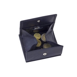 Viennese Box with Large Coin Chute with RFID Protective Film LEAS, in Real Leather, Dark Blue - Special Edition, darkblue, Viennese box