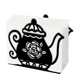 SUPERDANT Teapot Napkin Holder for Tables Tea Container Black Iron Napkin Holder Afternoon Tea Napkin Holders Stylish Napkin Stand Practical Decoration for Kitchen Countertop Restaurant Picnic