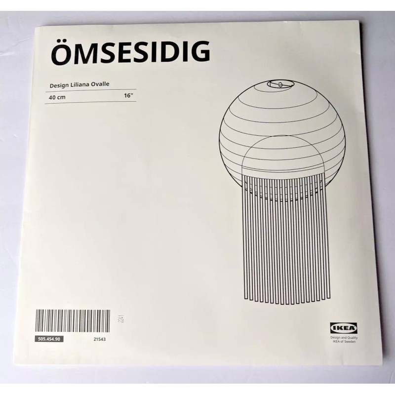 IKEA OMSESIDIG Pendant Lamp Shade White/pink 16" New 505.454.90