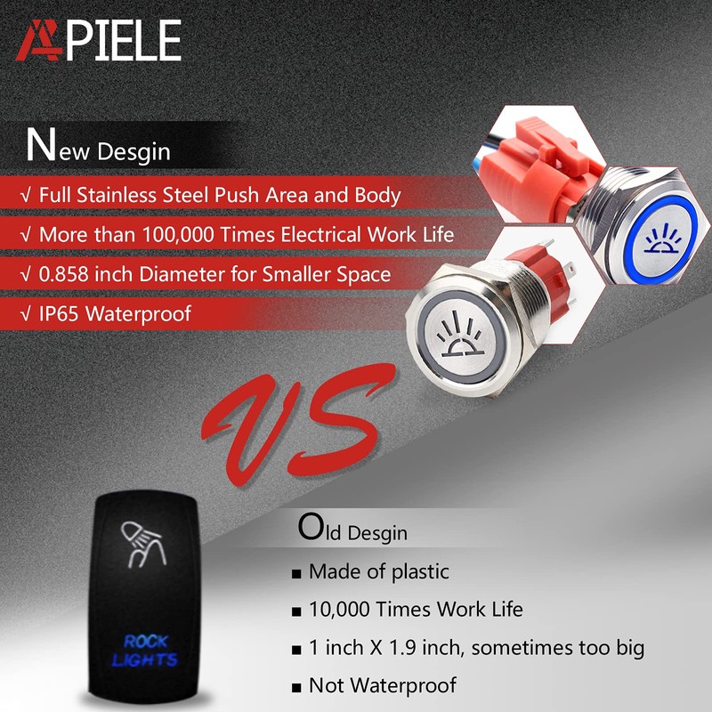 APIELE Interior Lights Switch, ON Off SPST Rocker Toggle Switch