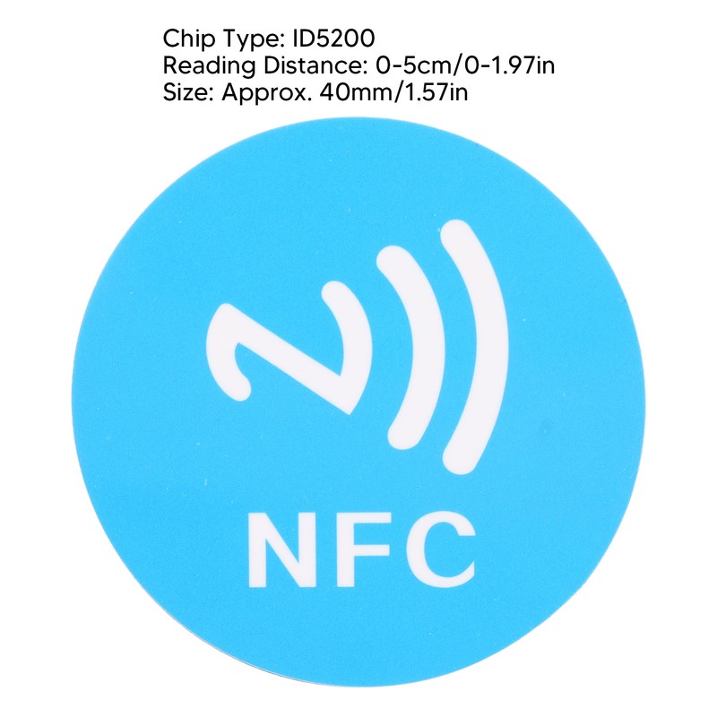 20 Pcs ID5200 NFC Stickers Adhesive Label Round 40mm Anti