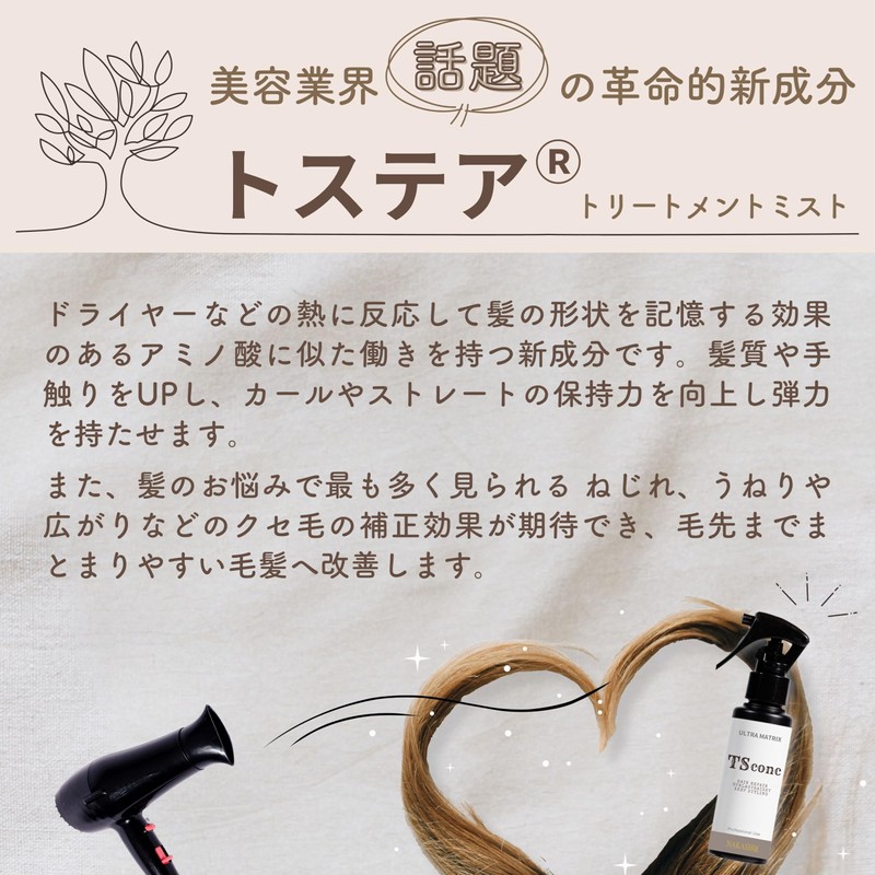 NAKASHO TSconc ヘアミスト (100ml / 髪用) トステア 100% 原液 トリートメント