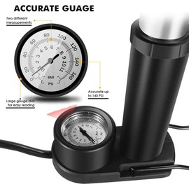 MASO Car Bicycle Foot Pump with Pressure Gauge and Inflation Needle, Portable Bicycle Tyre Pump, Car, Motorcycle, Ball, High Pressure Pump, Universal Presta and Schrader Valve (Blue)