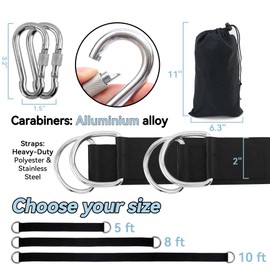 10FT Tree Swing Hanging Strap Kit (Set of 2) Holds 5500 lbs, Extra Long Tree Swing Ropes with Screw Lock Carabiners, Tree Protectors and Swivel, Fast & Easy Installation for All Swings and Hammock