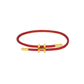 AIMADE Bracelets for Women Adjustable Charm Bracelet, 18k Gold-plated Buckle Design Titanium Steel Wire Rope Women's Gift Jewelry (Red-Red)