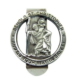 Religious Gifts Pewter Saint Christopher Go Your Way in Safety Visor Clip, 1 1/4 Inch