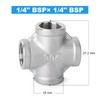 ERGAOBOY 2 Pcs 304 Stainless Steel 1/4" Female 4 Way