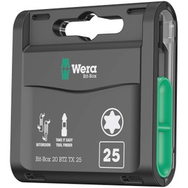 Wera 05057774001 BTZ TX25 Bi Torsion Long Life All-Purpose Bit-Box for Drill/Drivers Torx, Black, 25 x 25 mm Set of 20 Pieces