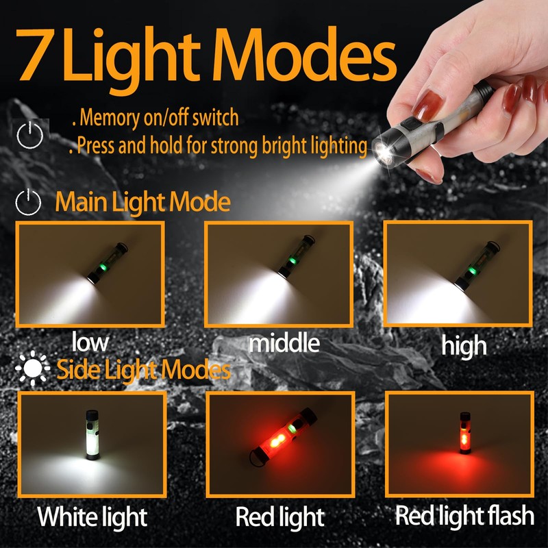 Hilngav3Pack MINI EDC Rechargeable Keychain Flashlight, 300 Lumens USB C