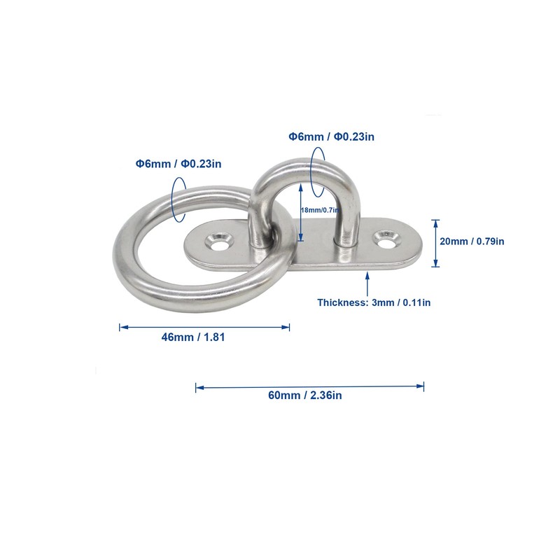 Stainless Steel Ceiling Hooks Wall Hooks, M6 Screw Mount Hook