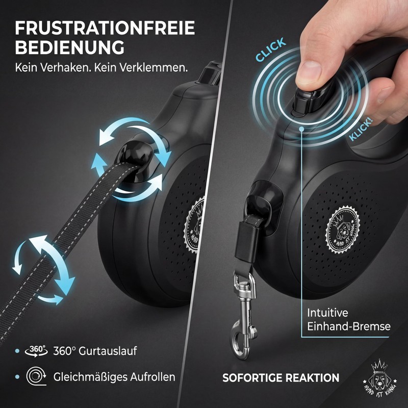 HUND IST KÖNIG Retractable Dog Lead 8 m for Small