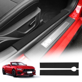 KUNGKIC for Ford Mustang 2024 2025 Car Door Edge Guards Sill Protector Stickers Film Anti-Collision Scuff Plate Cover All Weather Interior Accessories (PU, Imitation Leather)