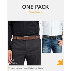 CHAOREN Mens Belt Leather 1 Piece, Reversible Belts for Men 1 1/4", Black Brown 2-Sided for Dress Suit and Casual Jeans