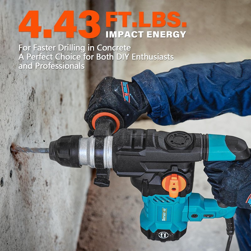 Berserker 1-1/4" SDS-Plus Rotary Hammer Drill with Vibration Control,Safety Clutch,12.5