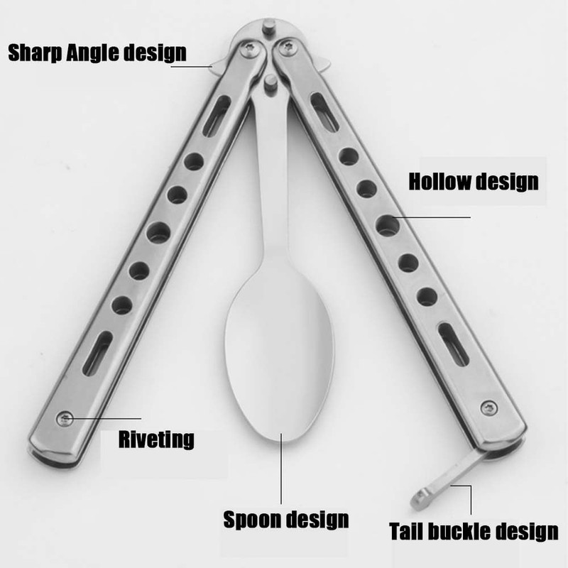 Butterfly Spoon Camping Spoon Foldable Spoon Stainless Steel Utensils Camping