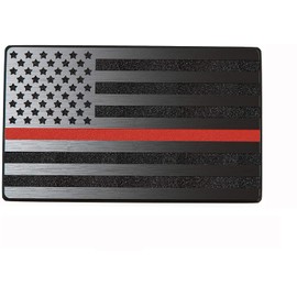 MULL USA 3D Metal Flag Fender Emblem for Cars Trucks 1pcs (5"x3", Black & Red Line)