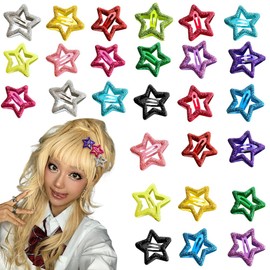 Hair Clips, Stars, Hairpins, Set of 50, Cute, Colorful, Pentagram, Star-shaped, Patch Pins, Fashionable, Bangs, Hair Ornament, Metal, Kids, Adults, Girls, Ladies, Random Color