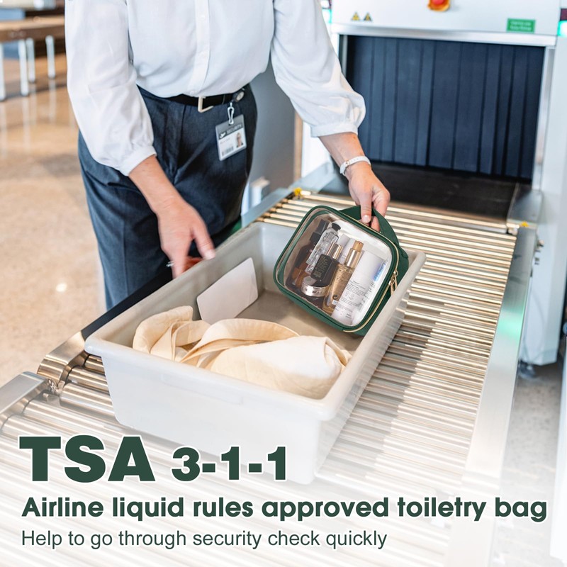 HELZOI TSA Approved Toiletry Bag, 2 Pack Clear Makeup Bags