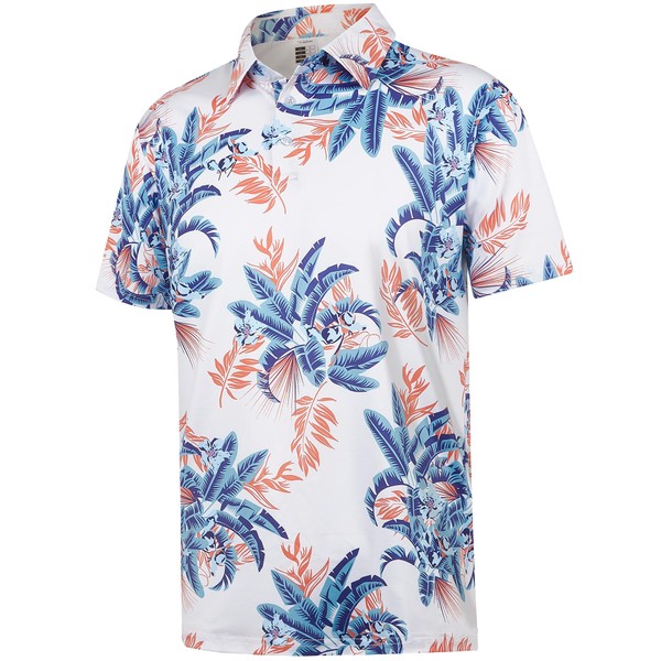 zeetoo Men's Polo Shirts Hawaiian Golf Polos Shirts Short Sleeve