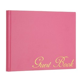PATIKIL Elegant Guestbook, 9"x7" PU Leather Wedding Guest Book Stylish Sign in Book with 50 Blank 120GSM Paper for Receptions Birthdays Funerals Special Events, Rose Red