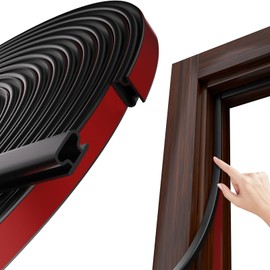 JSIWOTH Weather Stripping, Black D-Shaped Rubber Seal Strip for Doors/Windows, Self-Adhesive Door Soundproof Weatherstripping for Door Frame Window Insulation Gap Blocker 20 Ft