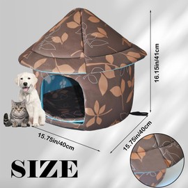 MUYG Stray Cats Shelter Cat Bed Weatherproof Foldable Cat House Warm Feral Pet Cave for Outdoor Insulated Waterproof Thicken Cats Tent Beds Shelter Home Indoor Cat Dog Houses for Kitten Puppy(Brown)