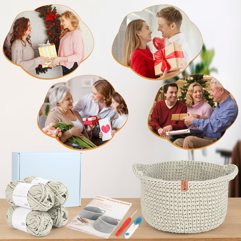 Coopay Crochet Set for Beginners, Round Baskets Crochet Set with