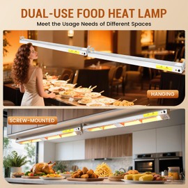 55" Food Heat Lamp, 1400W Commercial Electric Strip Heater, Silver