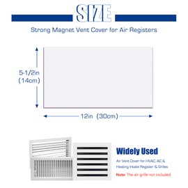 Wintcomfort Magnetic Vent Cover, 5.5 x 12 inch Floor Register Air Vent Covers, Air Vents Magnetic Sheet for AC & Heating, Registers & Grilles, HVAC, White, Pack of 4