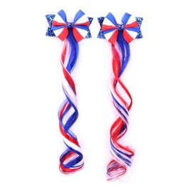Independence Day Hair Clips Bow American Flag Bowknot 4th of July Hair Bow Pin JHN73 (2 Pcs-B2)