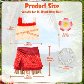 Baby Clothes for 14-18 Inch Baby Dolls, Pack of 4 Cute Doll Dresses for 35-43 cm Baby Doll, Doll Clothes Outfit with Tops, Skirts, Hair Cards Bracelets, 43 cm Princess Dolls Clothing Gifts