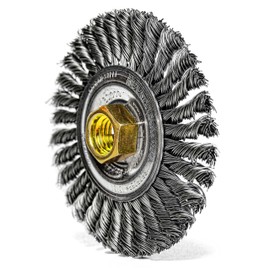 Weiler 13131 ROUGHNECK MAX 4" Stringer Bead Wheel, .020" Steel Fill, 5/8"-11 UNC Nut, Made in the USA