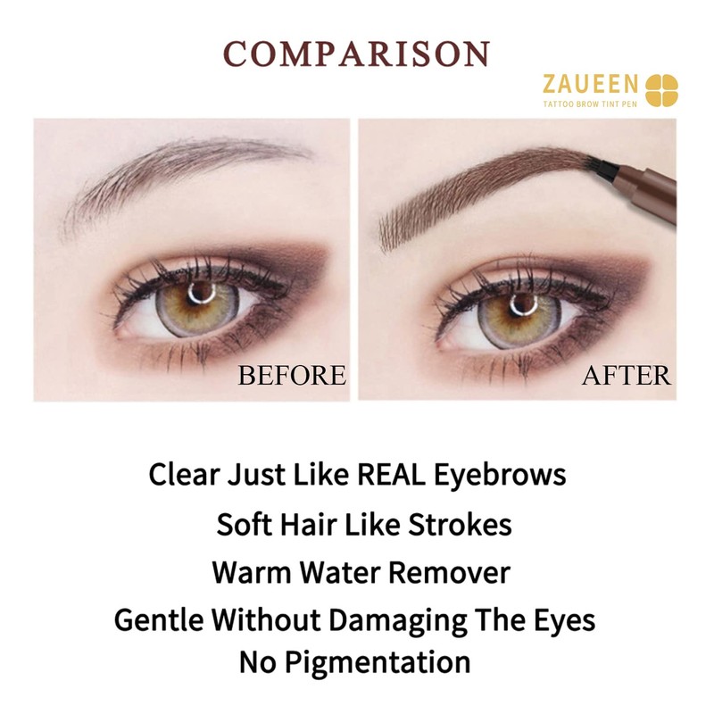 Tattoo Eyebrow Pen, Microblading Fork Tip Brow Pencil, Waterproof, Smudge-Proof,