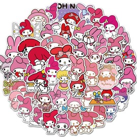 For My Melody Stickers, My Melody, Set of 50, Cute Anime Waterproof Decals, Cute, Stylish, Cartoon, DIY Stickers, Gift Box Packaging