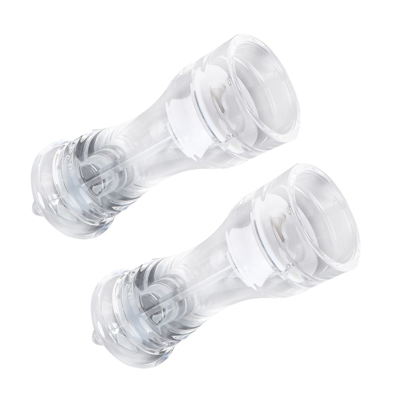 2Pcs Acrylic Manual Grinder Transparent Pepper Salt Mill Spice Jar