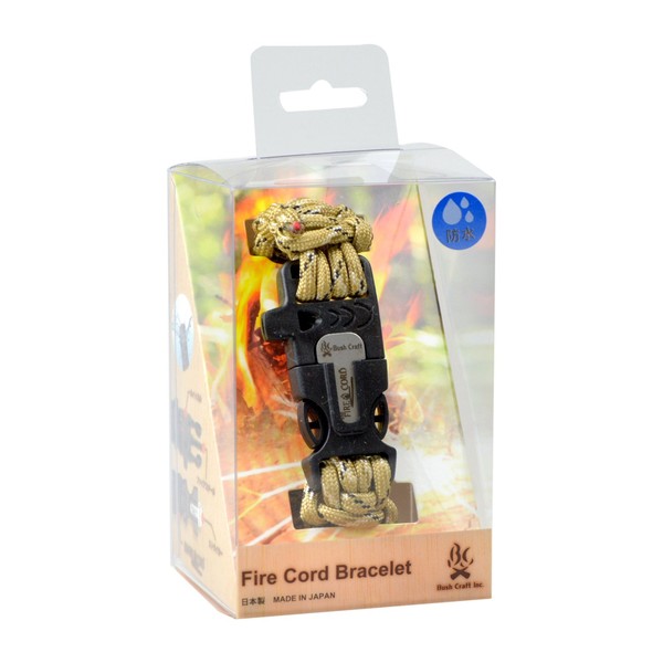 Bush Craft Fire Cord Bracelet (Fire Starter String with Small Metal Match) 02-03-550f-0013 Desert Storm Camo Small