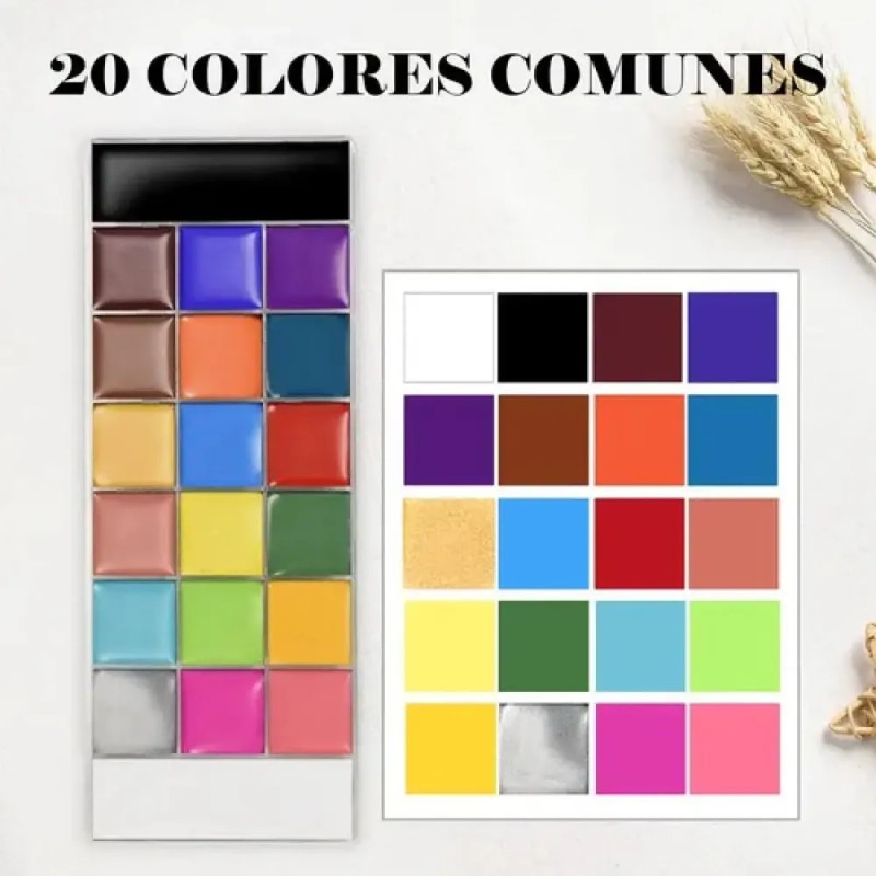 Kit Completo De Maquillaje Acuarela Para Rostro Y Cuerpo