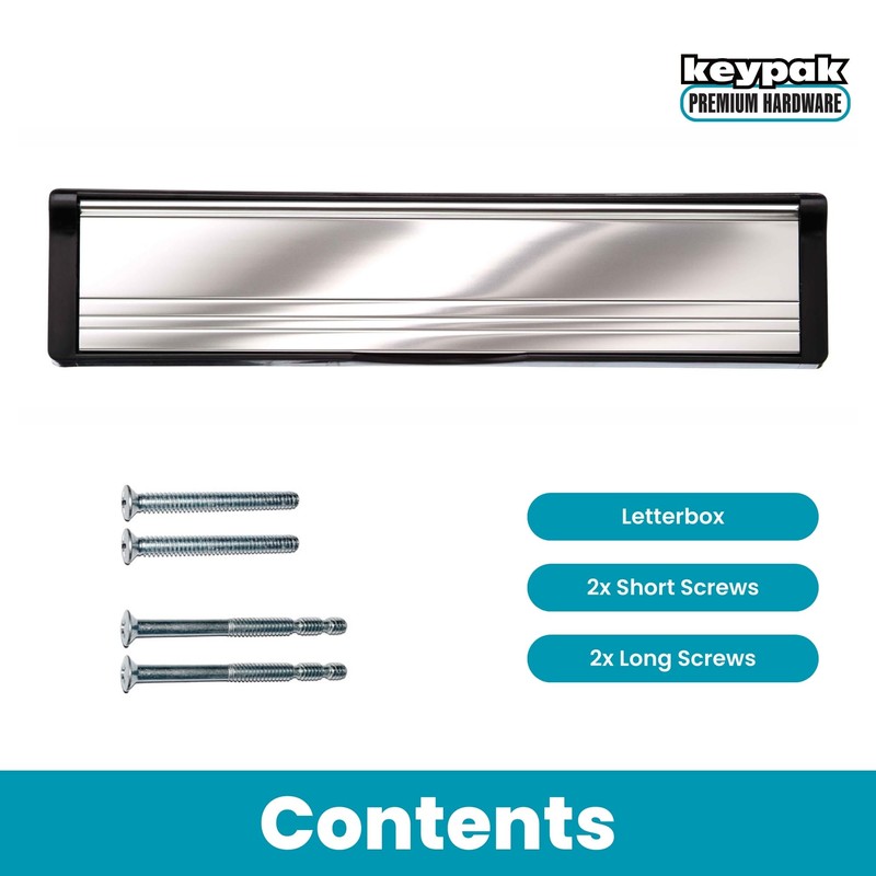Keypak 12 inch (30.6cm) Door Letterbox - Fits 20-40mm Doors,