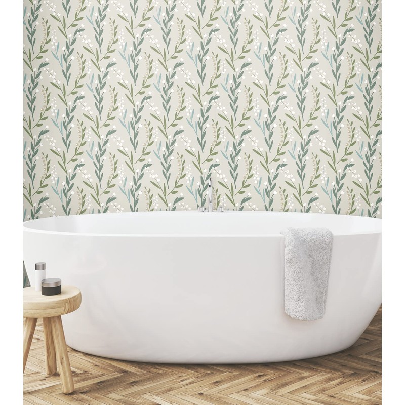 Roommates RMK12169PLW Taupe Budding Branches Peel and Stick Wallpaper