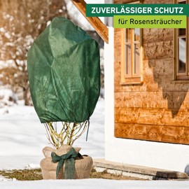 Windhager Winter Fleece Rose Fleece Cover Thermal Fleece Garden Fleece Frost Protection Cold Protection for Roses, Pack of 3, 0.75 x 1 m, 30 g, Green
