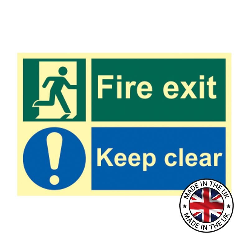 CenturionFire Exit Keep Clear Sign - Fire Safety - Photoluminescent