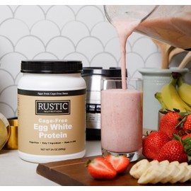 Rustic Nutrition, Cage-Free Egg White Protein Powder, Made in USA from Humanely-Raised Cage-Free Eggs, Only 1 Ingredient, Dried Egg Whites (Unflavored, 24 Oz)