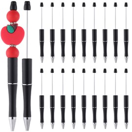 SUNNYCLUE Pack of 20 Black Pearl Pens, Plastic Bead Pens, in Bulk Pack, Creative Ballpoint Pen with Retractable Shank, Ink Bead Pens for DIY Pen Beads, Decorations, School, Office, Graduation