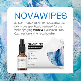 NovaWipes, toallitas secas, suaves, hipoalergénicas, absorbentes para aplicar Avenova (30 unidades)