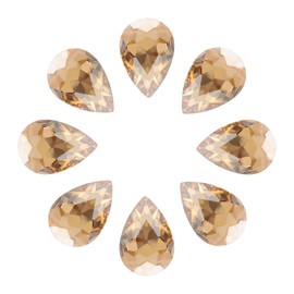 MECCANIXITY 8Pcs 20 x 30mm Teardrop Rhinestones Glass Pointed Back Rhinestone Beads Gems for Jewelry Making Costume Crystal Embellishments Crafts,Champagne Gold